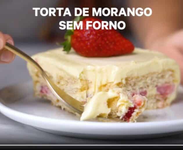 Torta de Morango Sem Forno